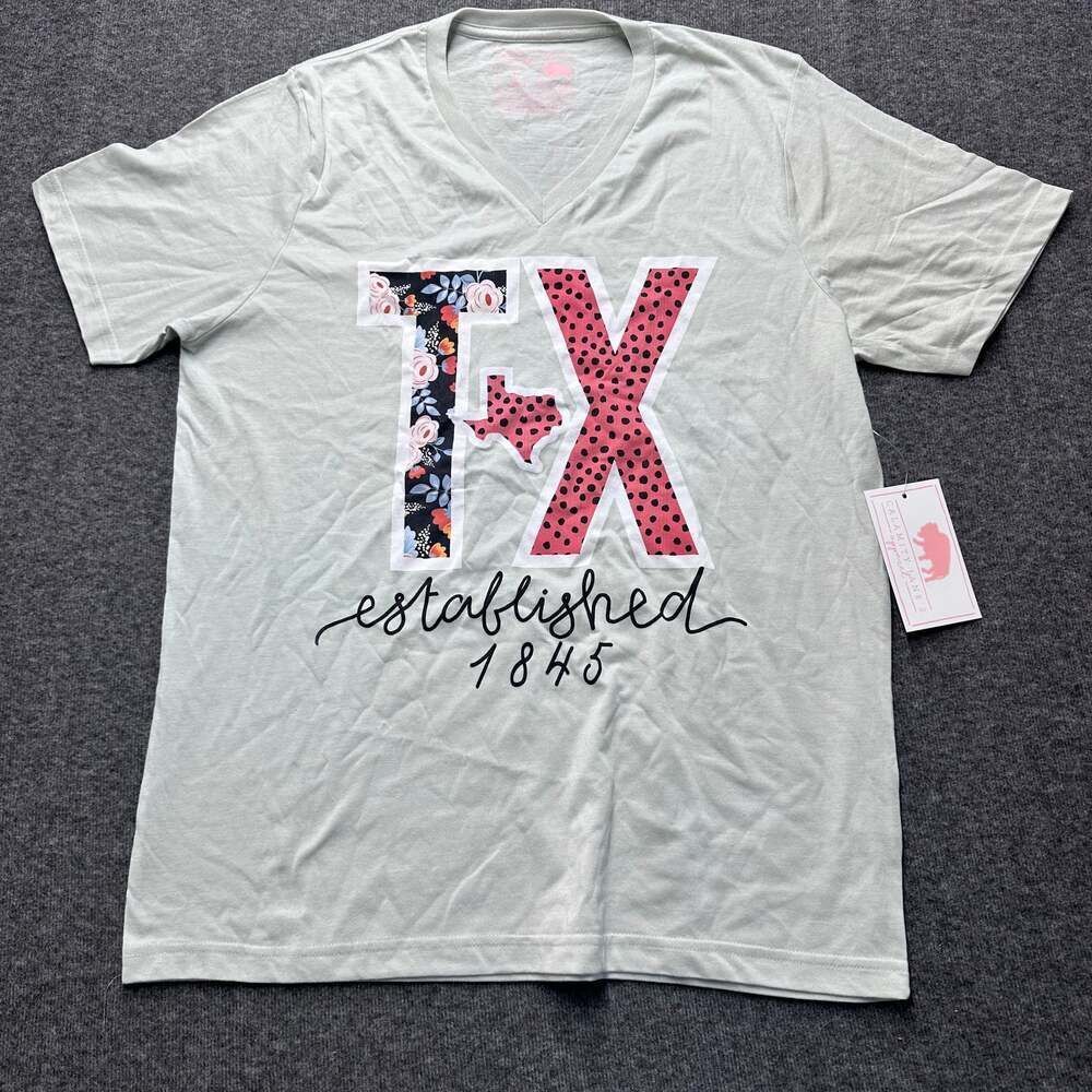 Calamity Jane's Apparel V Neck Graphic Tee TEXAS Shirt - Picture 1 of 6